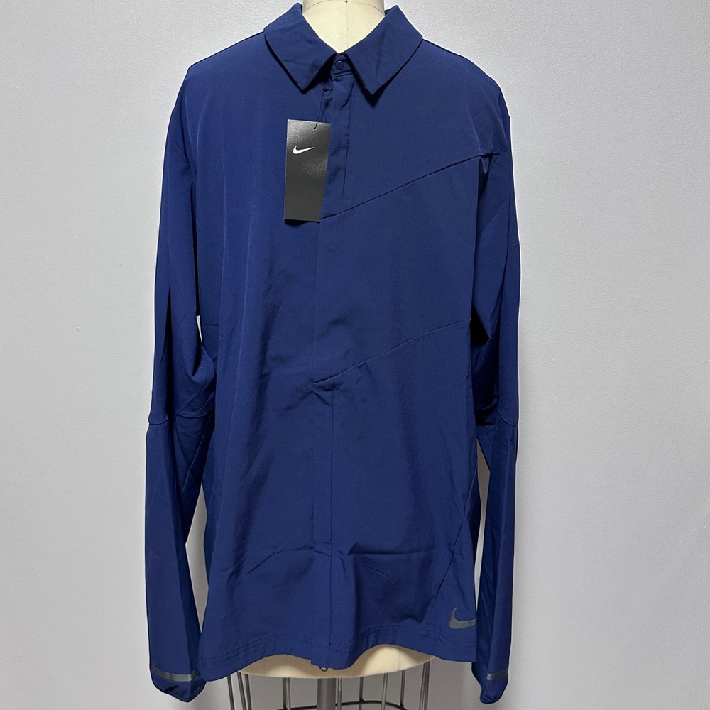 *NWT* Men's Nike LS Dark Blue Full Zip Performance Shirt Jacket, Size L